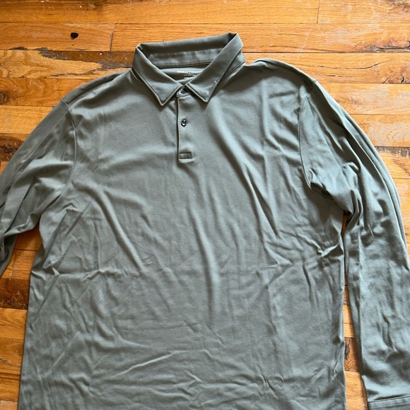 Charles Tyrwhitt Smart Long Sleeve Jersey Polo - Olive Green - Picture 3 of 4